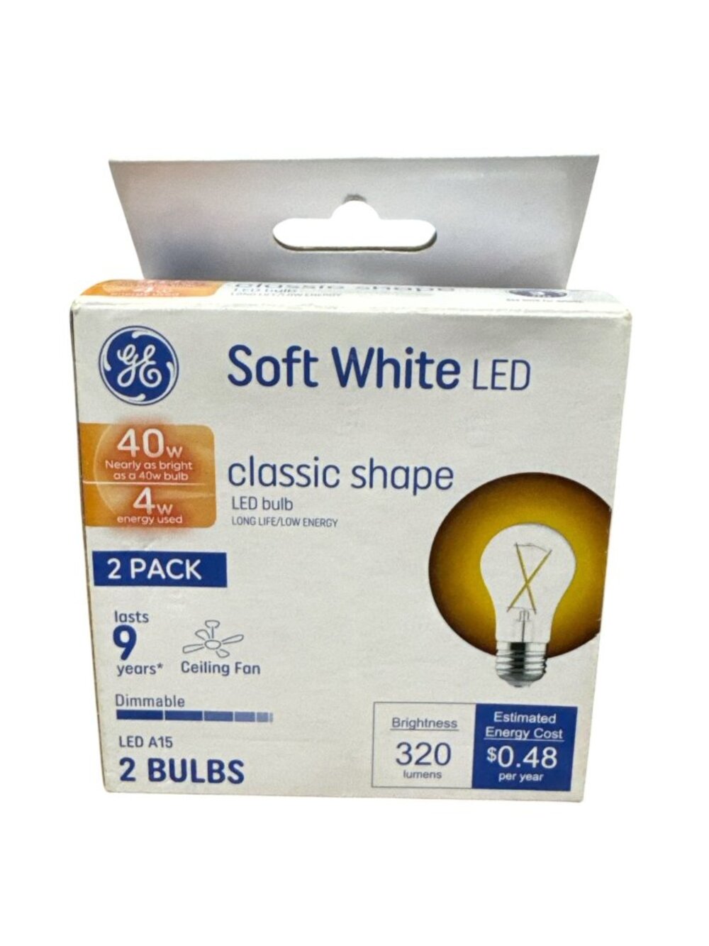 GE Soft White LED Light Bulbs 40W Equivalent A15 Classic Shape Dimmable 2 Pack 3